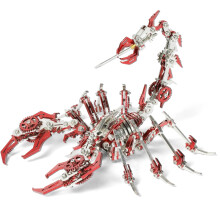 Metal 3D Scorpion Puzzle for Adults, DIY Mechanical Model Kit with Tools, Durable Desk Decor Gift (Red)