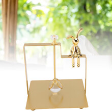 Europäischer Quadratserviettenhalter aus Eisenkunst mit sitzendem Hasen-Deko, 13,5 cm, Gold