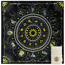 Velvet Tarot Cloth and Bag Set for Tarot Reading, Soft Surface with Defined Area and Coin Included