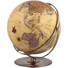 Vintage 16.5 Inch World Globe with Stainless Steel, 720 Rotation, Bilingual Map for Home Decor