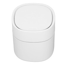 Mini-Desktop-Mülleimer - Weiß, 14x13cm, ABS- und PP-Materialien