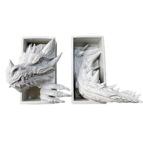 Dragon Bookends Decorative Bookends for Shelf Decors-Silver
