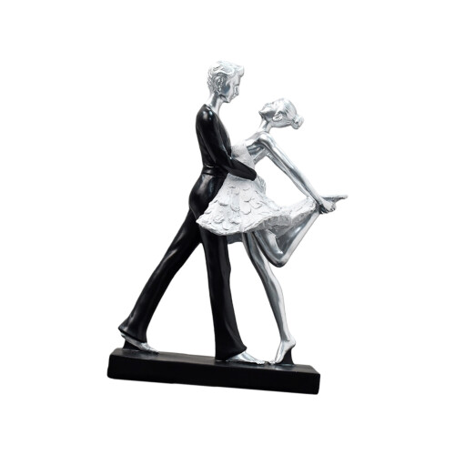 Ballerina's Beeldjes Dansend Balletpaar Model-B zilver
