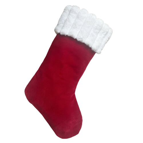 Velvety Holiday Sock Generous Gift Holder Hanger Loop-Red