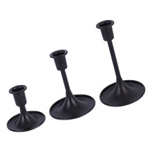 Elegant European Iron Candle Holders Set Of 3 Candlestick-Black