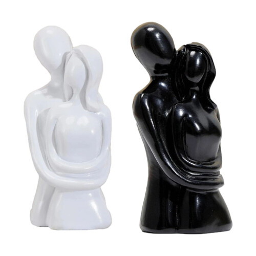 Couples Hugging Sculpture,Abstract Art Couple Statues-White 1