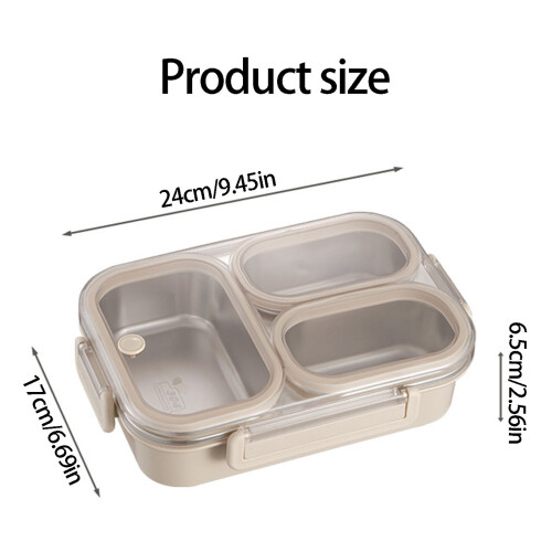 Stainless Steel Lunch Box Multi Compartment Plastic Lid Meal 2