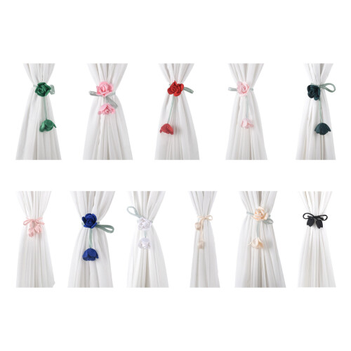 Classical Flower Shape Curtain Ties Polyester-2 dark green 1