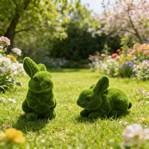 Figurine de lapin en mousse, Statue de lapin de printemps, 2