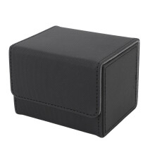 PU Leather Magnetic Trading Card Storage Box, 2 Layer Deck Organizer Case for 100+ Double Sleeved Cards, Black Gray