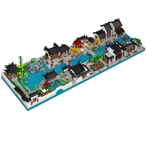 2 in 1 Jiangnan Courtyard Mini Building Block Set with Authentic Architecture Model Kit, 6805 PCS
