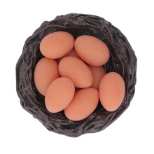 Harz Mini-Eier & Nest für Puppenhaus im Maßstab 1:12 - 3,3x1,2cm