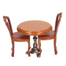 Mini Dollhouse Dining Table Chair Set, Birch Alloy, 1/12 Scale