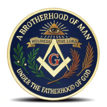 Golden Masonic Challenge Coin with Clear Symbolism Freemason Blue Lodge Collectible Gift