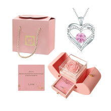 Preserved Flower Necklace Set in Display Box for-Silver 4