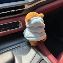 Capybara Car Accessories Plush Gear Shift Cover and Cute Capybara Charm Ornament Soft Fabric Easy Snap Installation 5.9 in