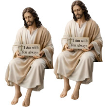 Religious Resin Christ Statue Hand Painted With-A 2pcs