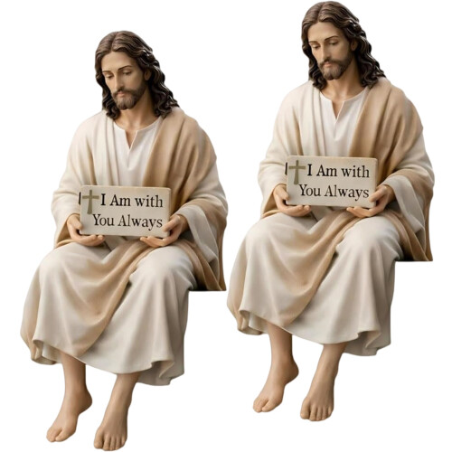 Religious Resin Christ Statue Hand Painted With-A 2pcs