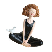 Yoga Pose Statue Sculputures Yoga Girl Figurines with Doves