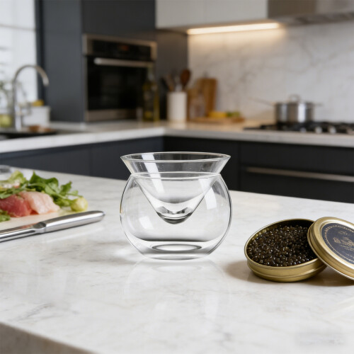 Clear Glass Caviar Serving Dish Tray with Spoons for Small 1