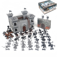Medieval Castle Playset with Knights and Soldiers, Detachable Fortress, 104 Piece Battle Set
