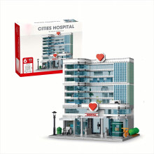 Hospital Building Block Set with Builtin LED Lighting, Modern MultiFloor Medical Center Model, 1350pcs