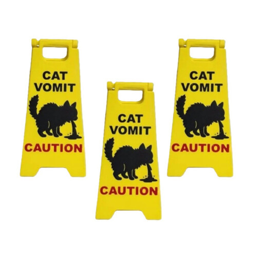 Panneaux d'avertissement de vomissement de chats, 3 pièces,-C