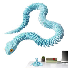 3D Printed Snake Toy 75cm Sky Blue – Realistic Texture, Flexible Design, Fun Prank and Desk Decoration