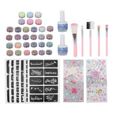 24 Farben Glitter-Tätowierpuder-Set mit Leucht- und Kristallsatz