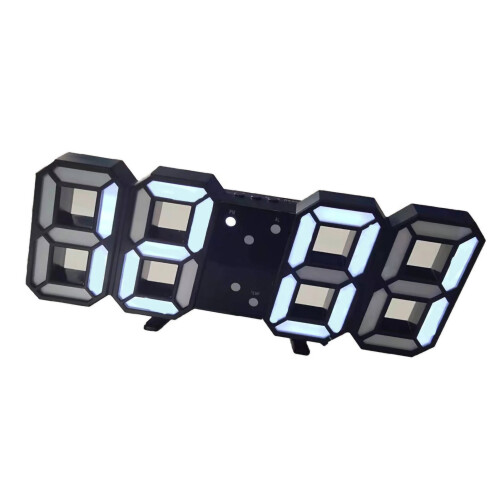 Minimalist 3D LED Wall Clock for Home & Office – Black Plastic 12" 2