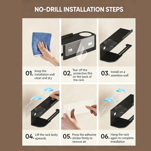 Unique Modern Paper Holder with Adhesive Mounting Space-Gray 1 1