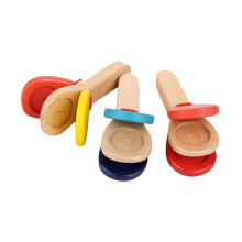 Wooden Castanets for Children Kids Percussion Instrument Ergonomic Grip Clear Rhythmic Tone 3pcs