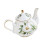Elegant Floral Embossed Ceramic Teapot-white peony root 1.0L 1