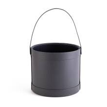 Modischer Blumeneimer aus Leder, geräumiger Innenbehälter-Grau