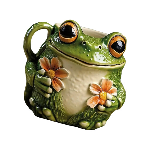 Frogs Designs Large Capacity Ceramic Coffee Cup with Handle For