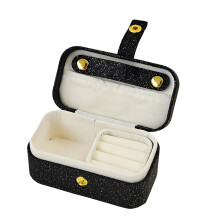 Porte-bijoux en cuir Compact avec couvercle rabattable et-2
