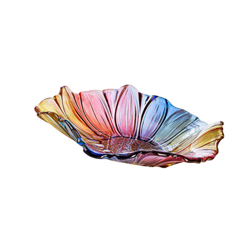 Sunflowers Pattern Glass Snacks Bowl Large-Glazed color