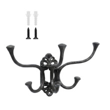 Elegant Cast Iron Triple Hook Organizer Ideal For Home And