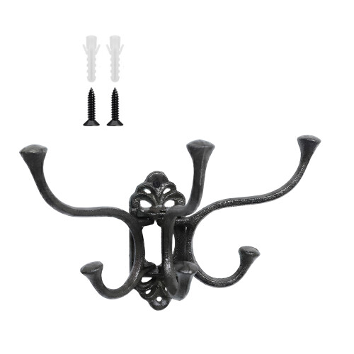 Elegant Cast Iron Triple Hook Organizer Ideal For Home And