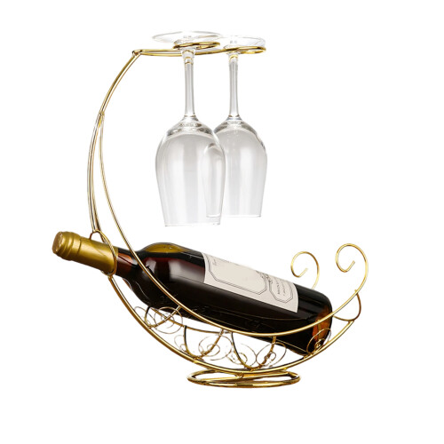Decorative Storage Rack Eye Catching Iron Pirate Boat Wine-Gold