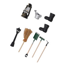 Miniaturgartenwerkzeug-Set aus Kunststoff und Buchenholz für BJD-Deko