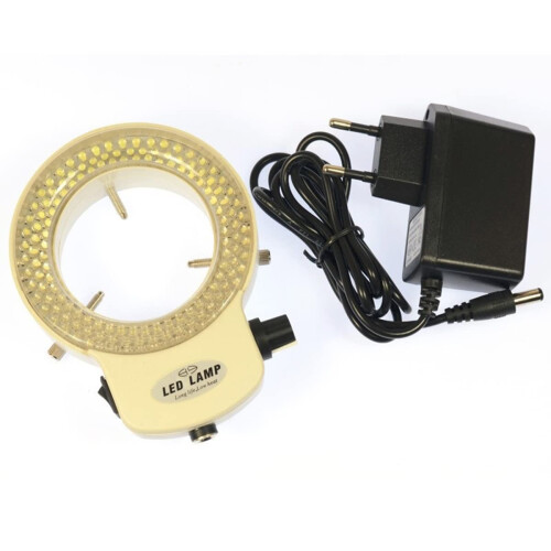 Microscope Ring Light 144 LED Adjustable 6500K Illuminator for Stereo Microscope and Photography