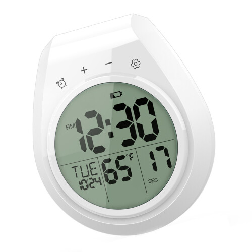 Digitale Badezimmer-Wanduhr, wasserdicht, mit LCD-Display, Zeit,