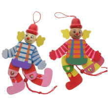 Wooden Marionette Puppet Set Handcrafted Colorful Clown Design for Kids Creative Play