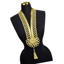 Gold Ribbon Collar Decoration Sewing Embroidered Applique For-C