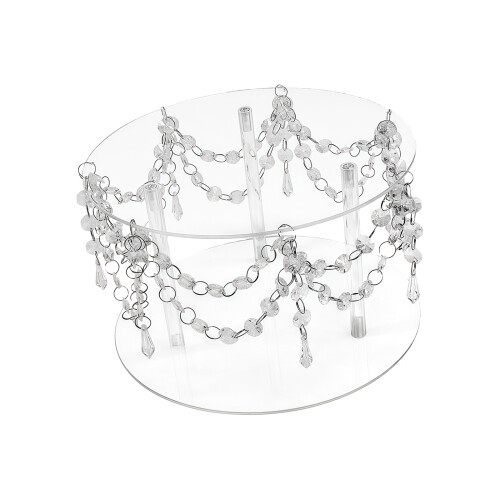 Clear Acrylic Cake Stand with Crystal Beads Chain for-25