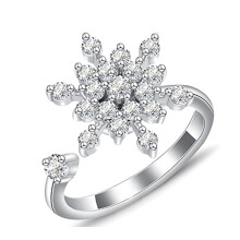 Silver Snowflake Spinner Ring for Women Adjustable Fidget Jewelry Rotating Anxiety Relief Design