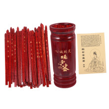 Chinese Fortune Telling Sticks Set with Wooden Bucket and Book, Complete Divination Kit for Adults