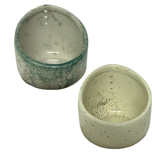 Pottery Herb Stripper Bowl,Ceramic Herb Stripper 4-white yellow 1