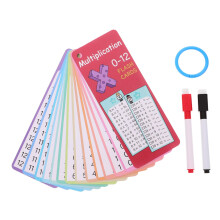 Reusable Dry Erase Multiplication Flash Cards for Kids Math Practice with Table Chart and Ring Storage